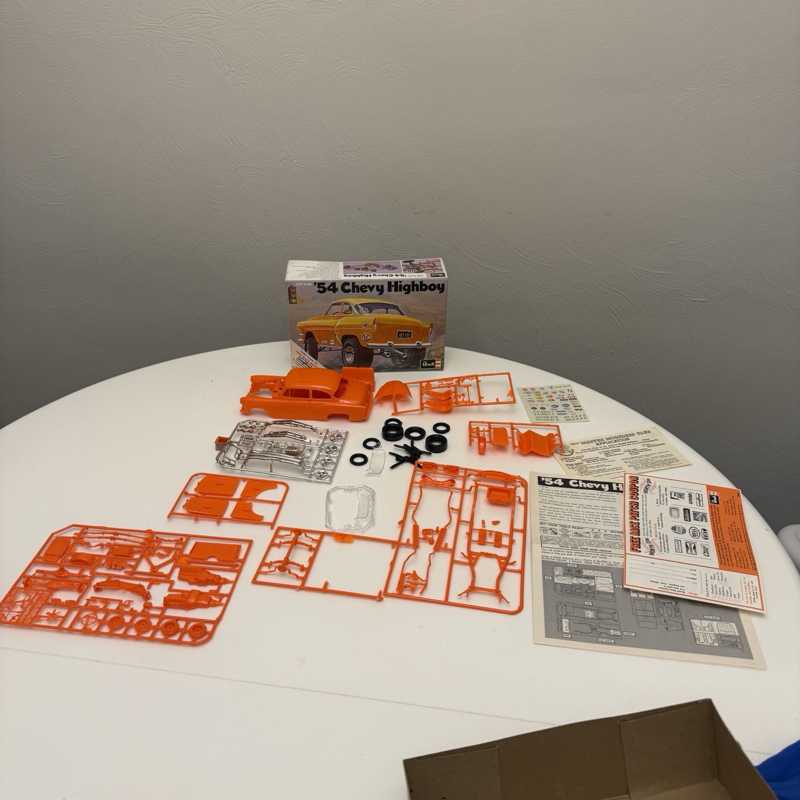 Vintage Revell 54 Chevy Highboy 1/25 Scale Model Kit H-1205 Unassembled Vintage Revell 54 Chevy Highboy 1/25 Scale Model Kit H-1205 Unassembled