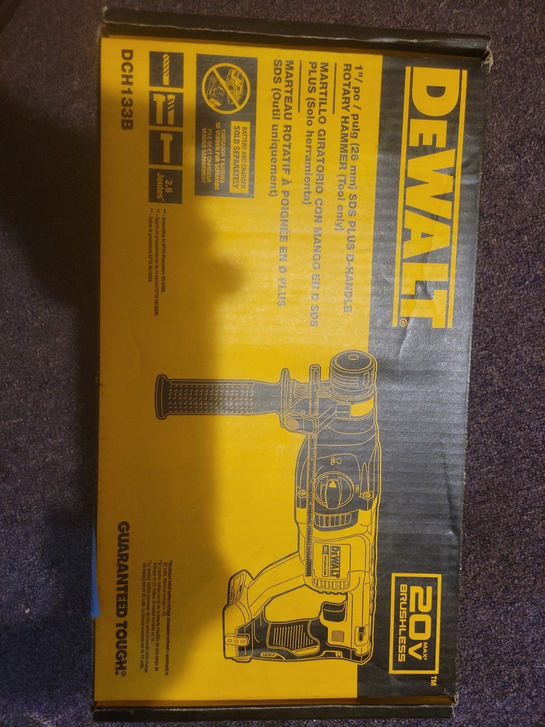 DeWALT DCH133B 20V Max 1” SDS Plus D-Handle Rotary Hammer - NEW - 
