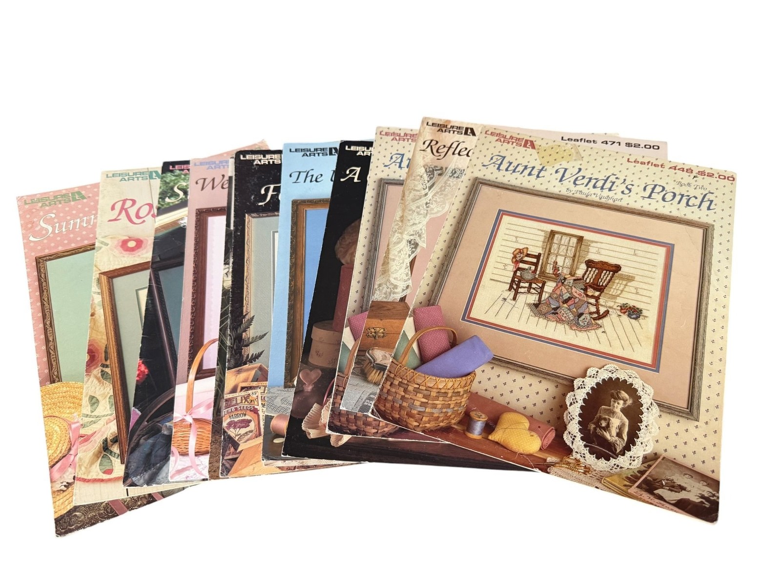 Vintage Leisure Arts Cross-Stitch Leaflets Lot of 12 by Paula Vaughan