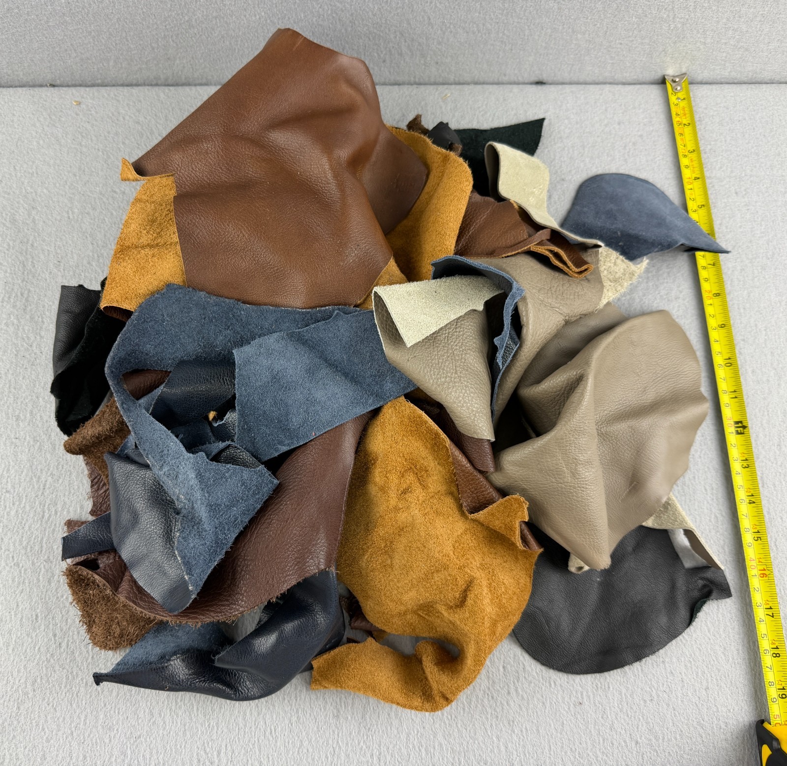 Genuine Leather Scraps Lot Mixed Colors Brown Blue Tan Remnants Craft Upholstry