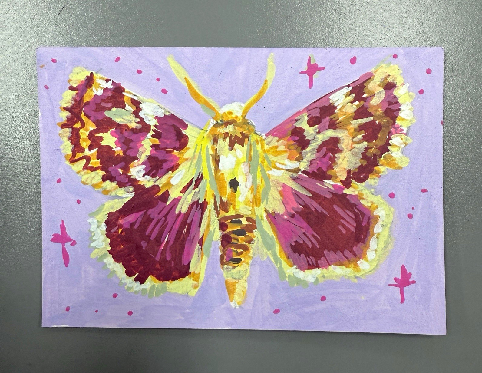 ACEO Original Art, Mini Pink Moth, House Art 2.5 x 3.5 in. saraheliart ACEO Original Art, Mini Pink Moth, House Art 2.5 x 3.5 in. saraheliart