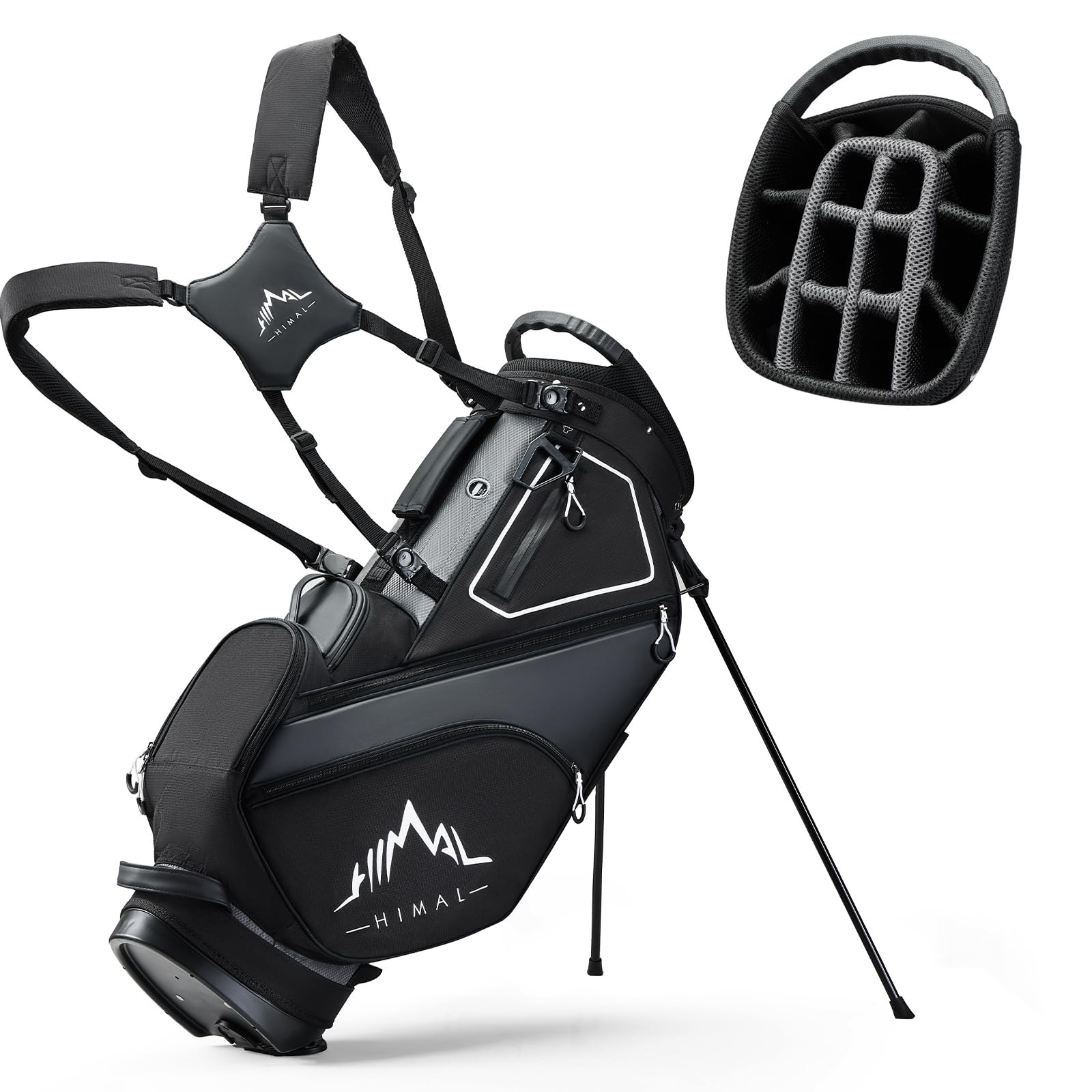 14-Way Golf Stand Bag Lightweight for Men Black