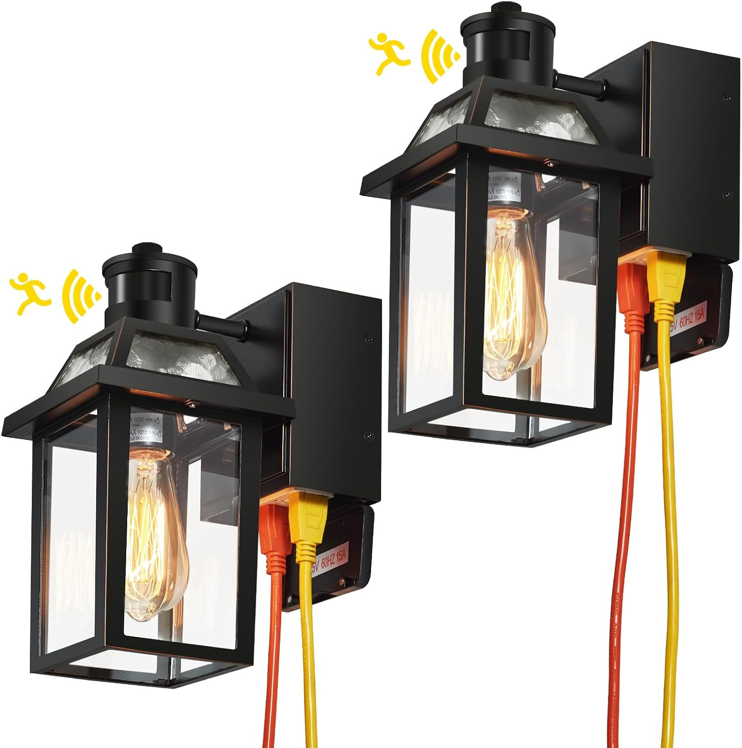 Porch Lights with GFCI Outlet, Dusk to Dawn Outdoor Lights with Outlet, 3 Lighti Porch Lights with GFCI Outlet, Dusk to Dawn Outdoor Lights with Outlet, 3 Lighti