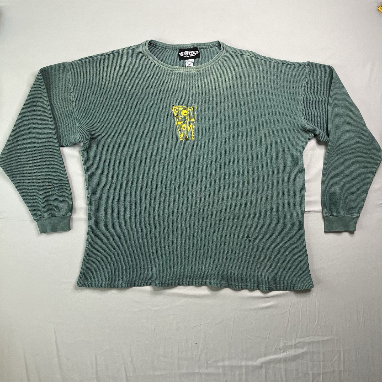 Vintage Rubber Soul Pearl Jam Shirt Mens X-Large Green Waffle LS Distressed