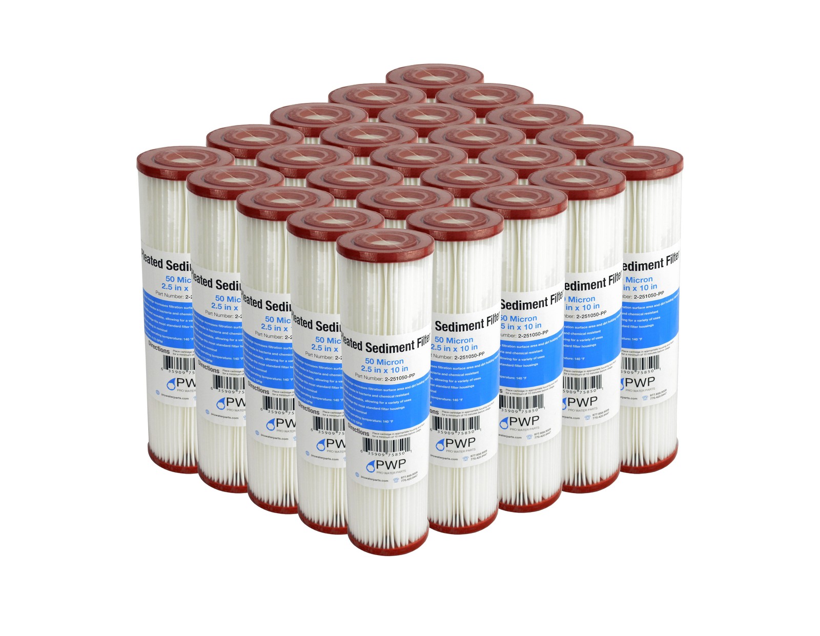 Pleated Poly Sediment Water Filter Cartridge Standard 2.5x10\