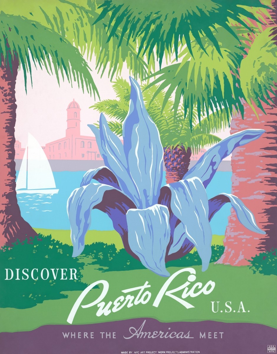 Puerto Rico Vintage United States Travel Advertisement Art Poster 1936-1940 Puerto Rico Vintage United States Travel Advertisement Art Poster 1936-1940