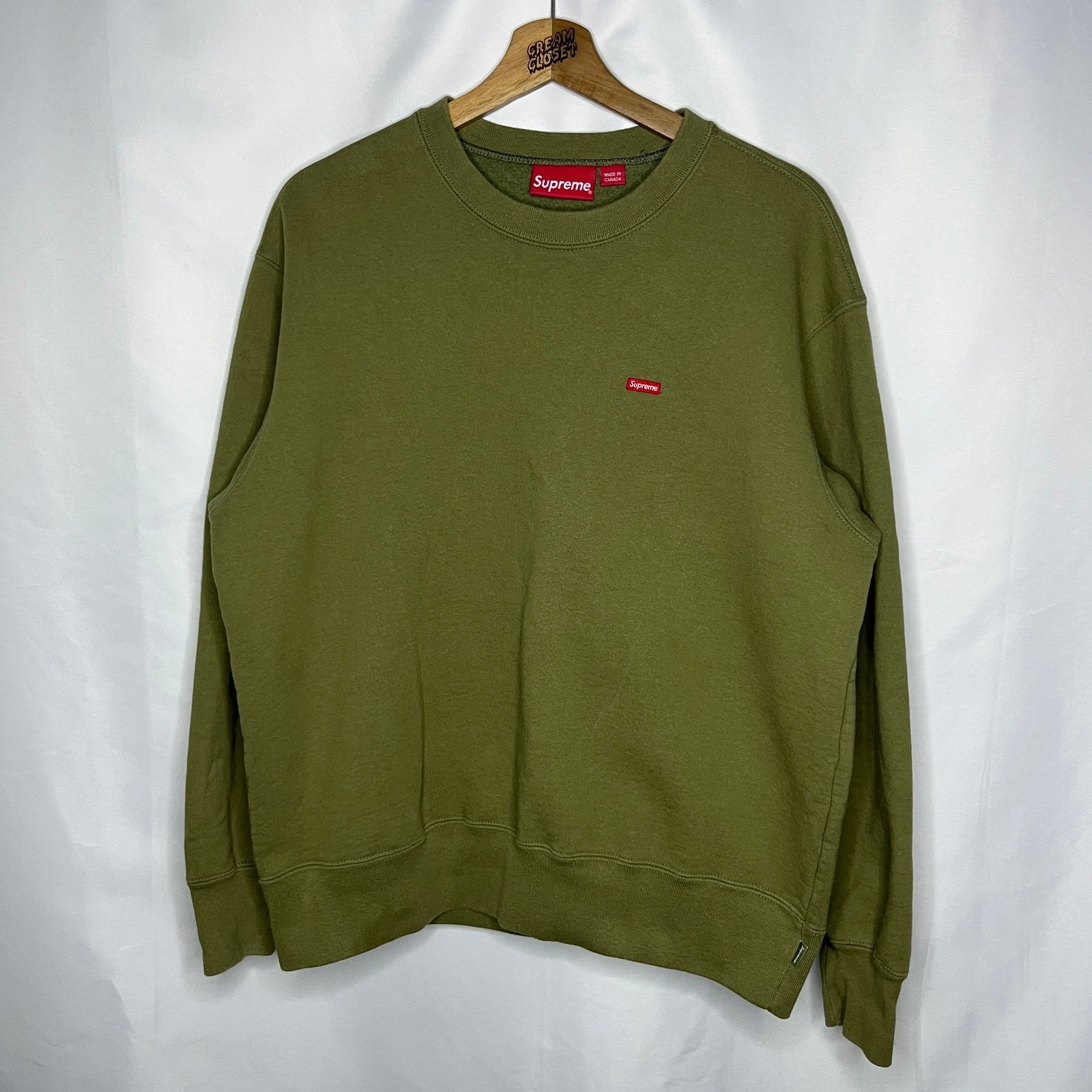 FW22 2022 Supreme NYC Mini Small Box Logo Crewneck in Light Olive S