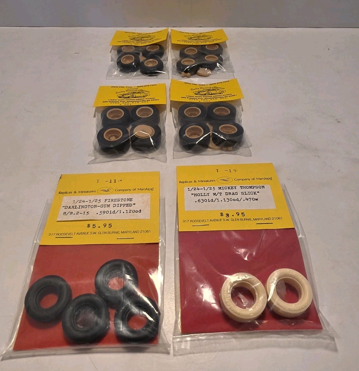 Vintage 1/24 1/25 Model Car Tire Wheel Lot Ed Pink Racing R&M Maryland