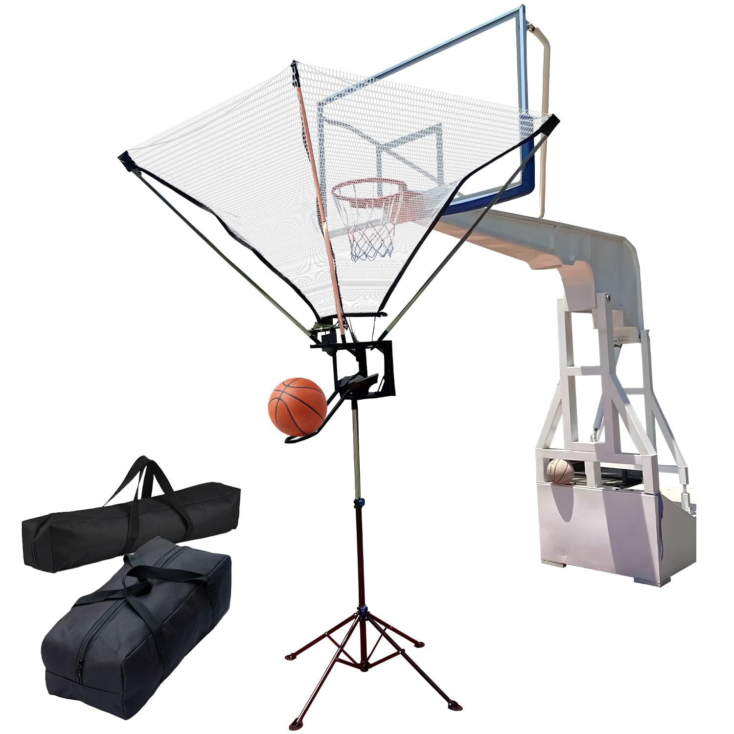 Upgraded Basketball Return Attachment, Standard Court Size, Black