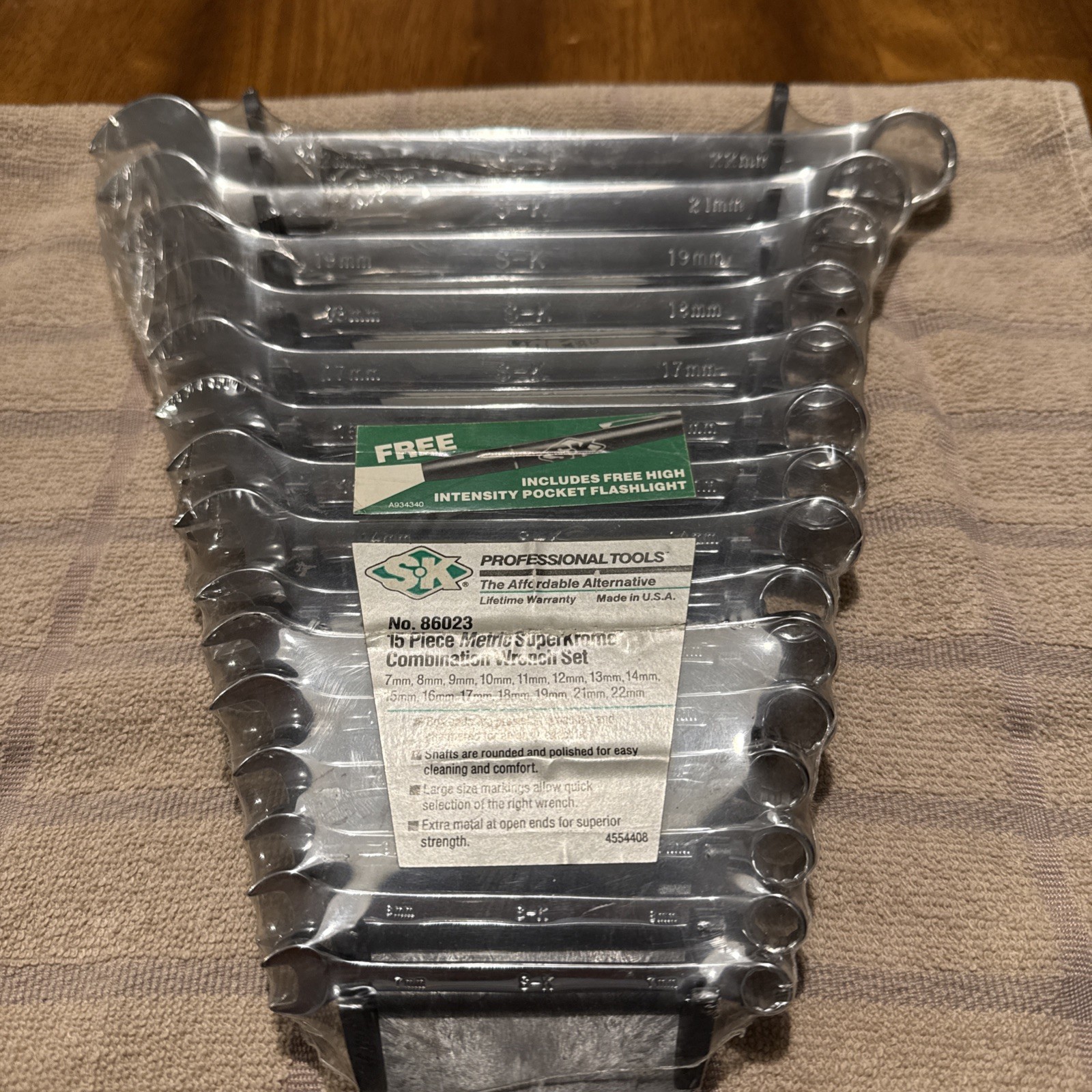 SK Tools NEW 15 Piece 12 Point Metric Regular Combo Super Chrome Wrench Set 