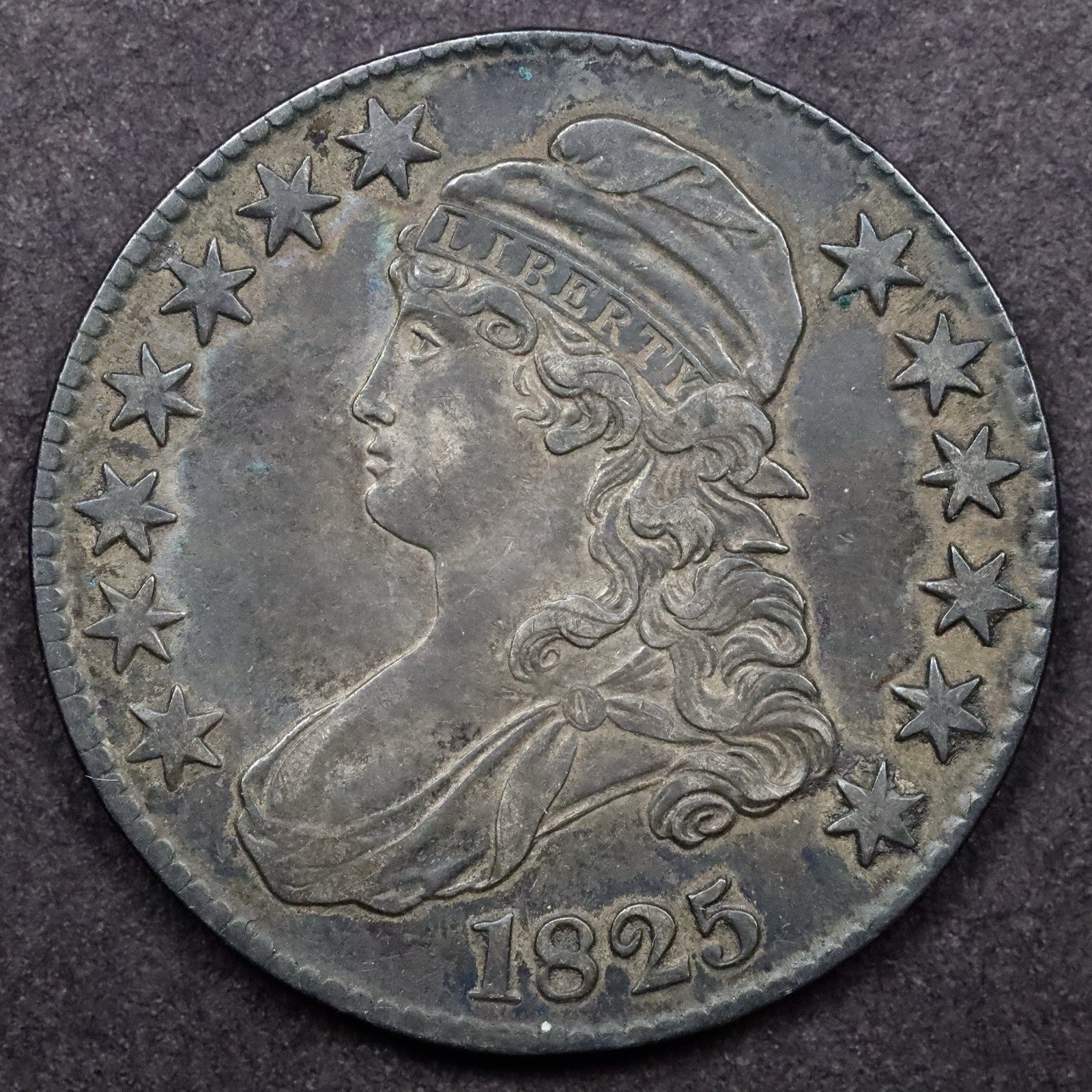 1825 50c Capped Bust Half Dollar - AU Details Cleaned