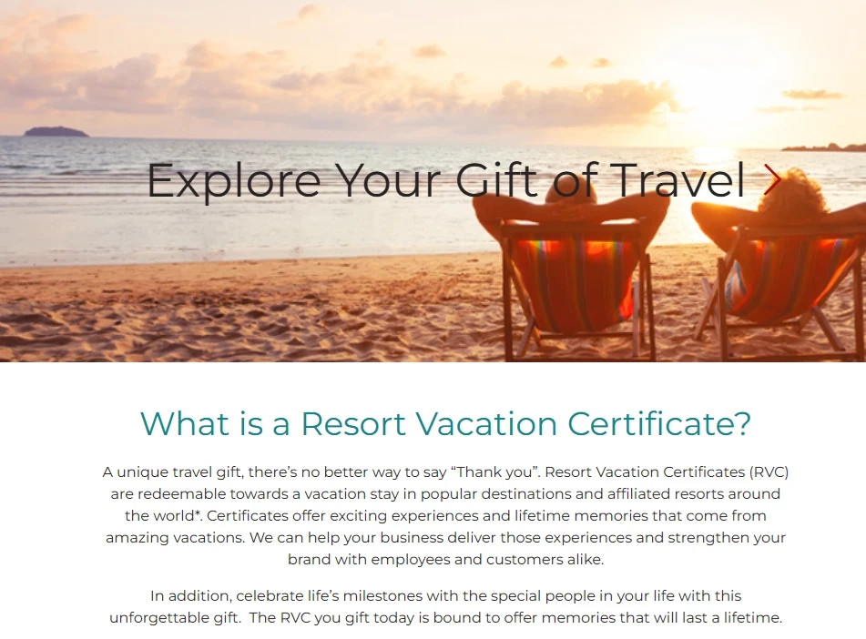 Travel And Leisure Resort Vacation Certificate