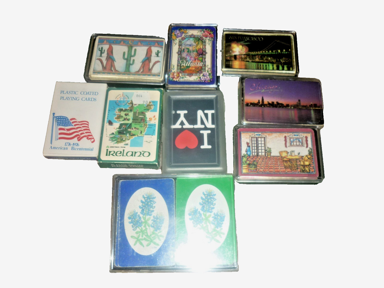 Vintage Souvenir Playing Cards Lot 9 Decks Bicentennial Ireland Travel Plastic