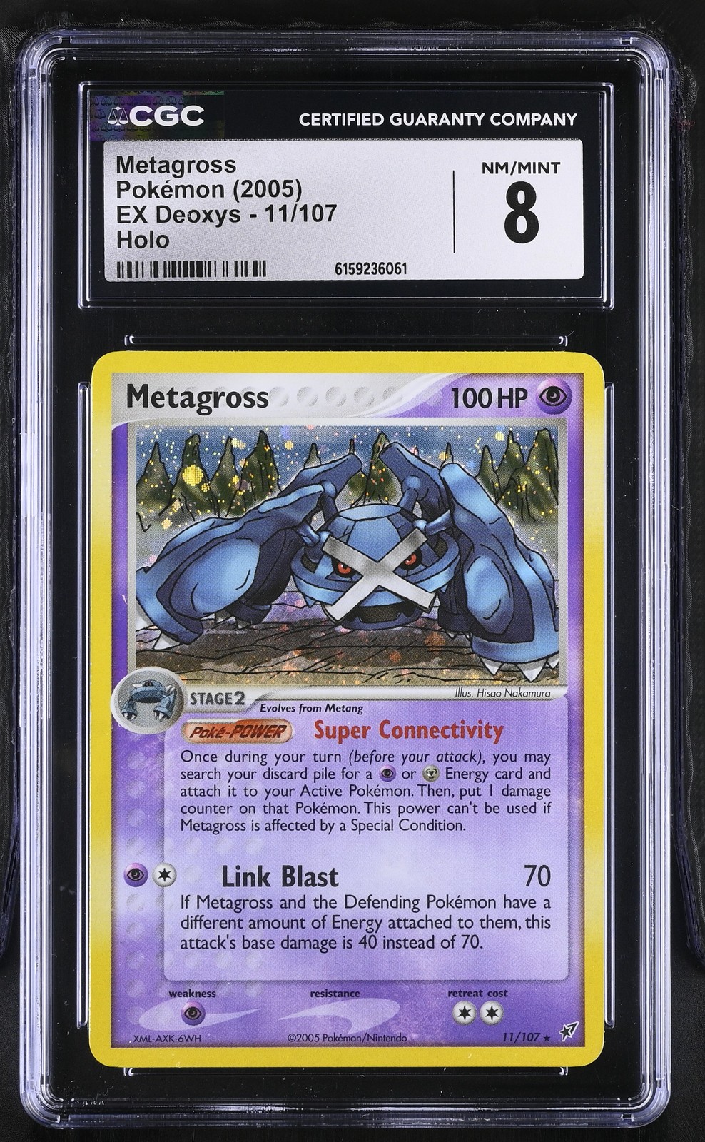 CGC 8 Metagross 11/107 EX Deoxys Holo Pokemon Card CGC 8 Metagross 11/107 EX Deoxys Holo Pokemon Card