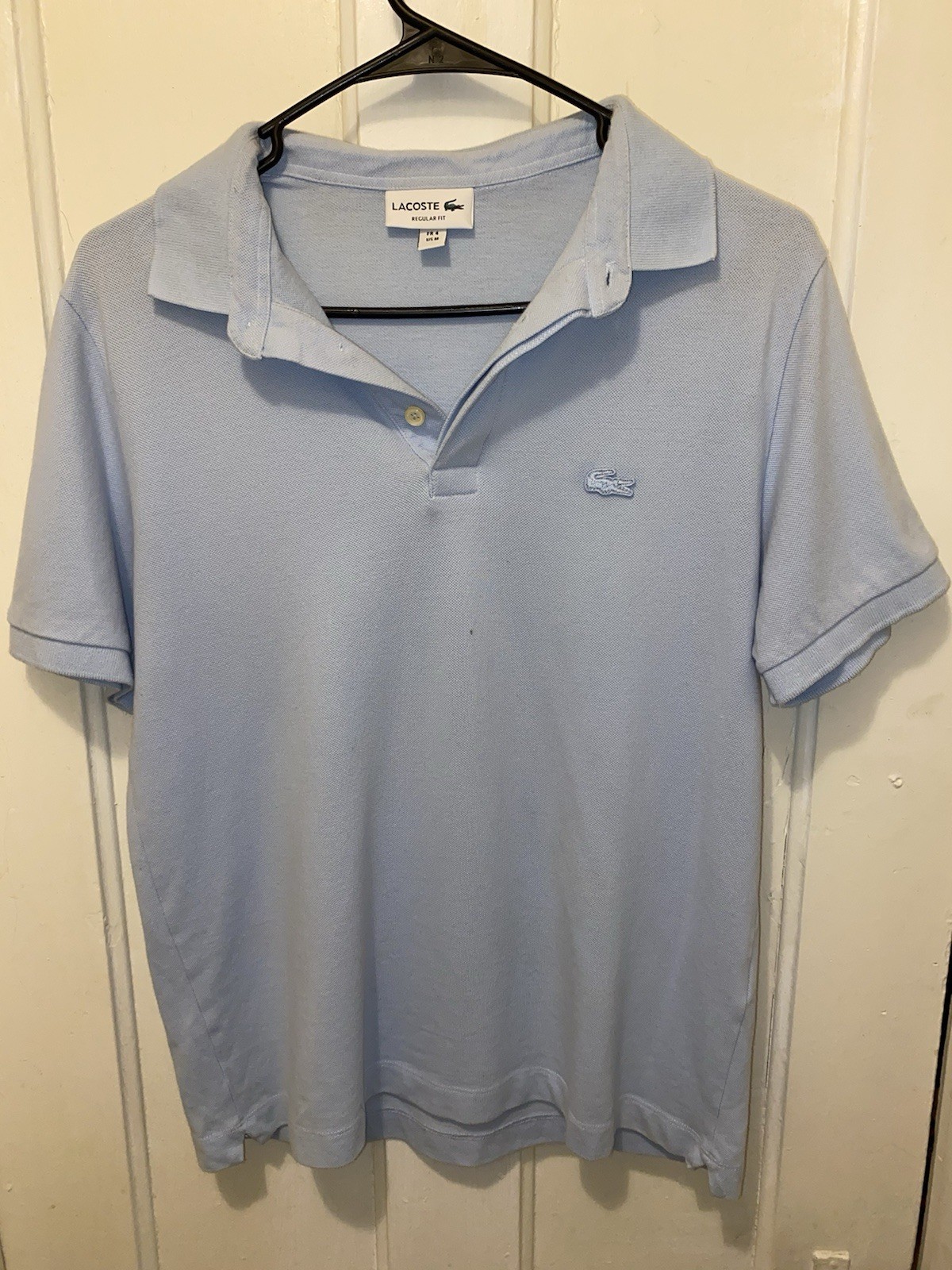 Lacoste Men\'s Regular Fit Light Blue Classic Polo Shirt Short Sleeve Size Medium