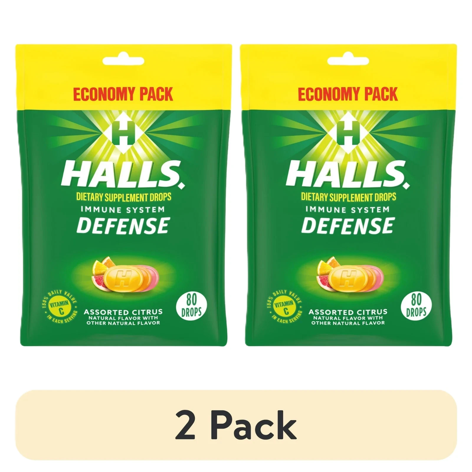 HALLS Defense Assorted Citrus Vitamin C Drops, Economy 80 Count (Pack of 2) HALLS Defense Assorted Citrus Vitamin C Drops, Economy 80 Count (Pack of 2)