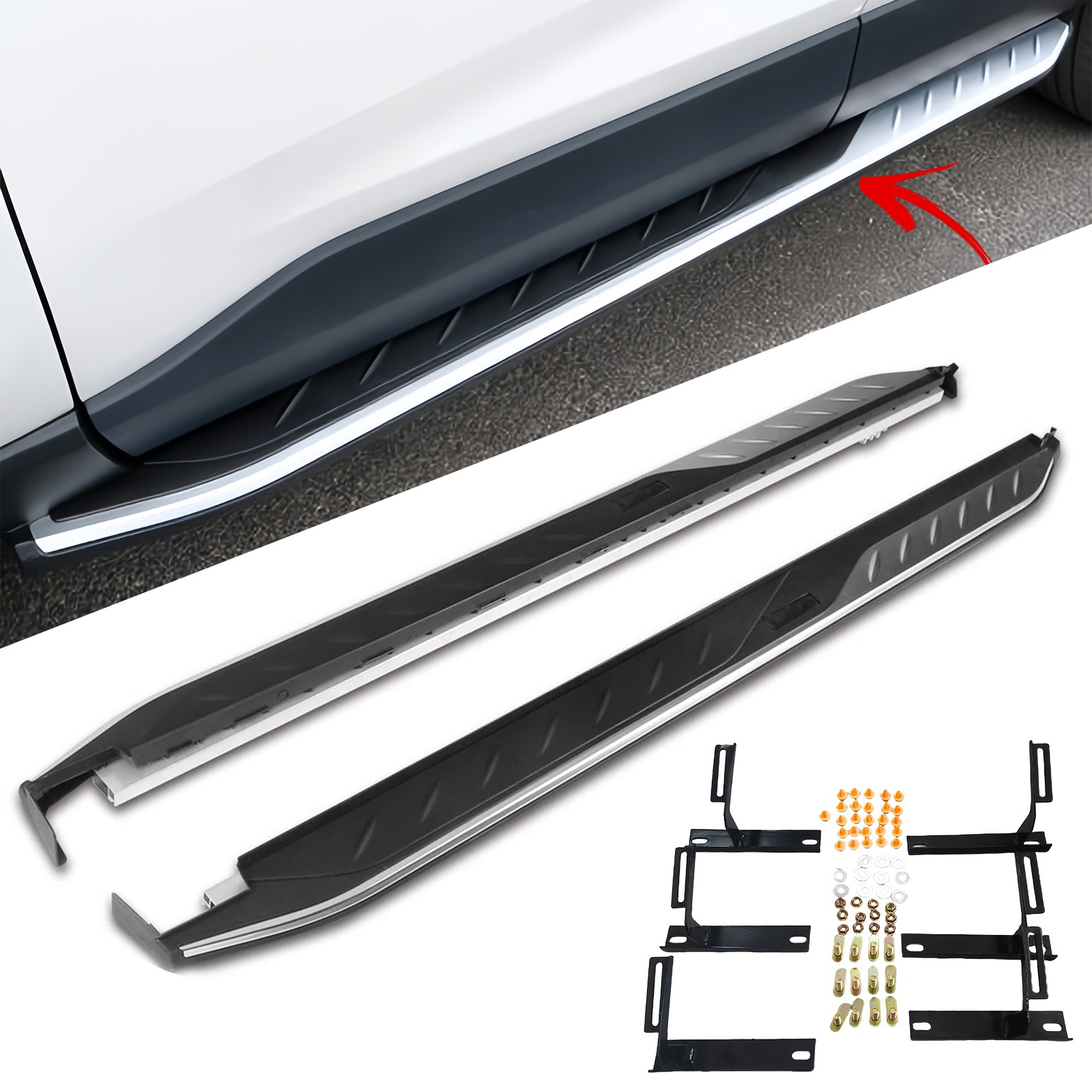 Fits 2019-2024 2025 Toyota RAV4 Side Step Bars Running Boards Aluminum 2PC
