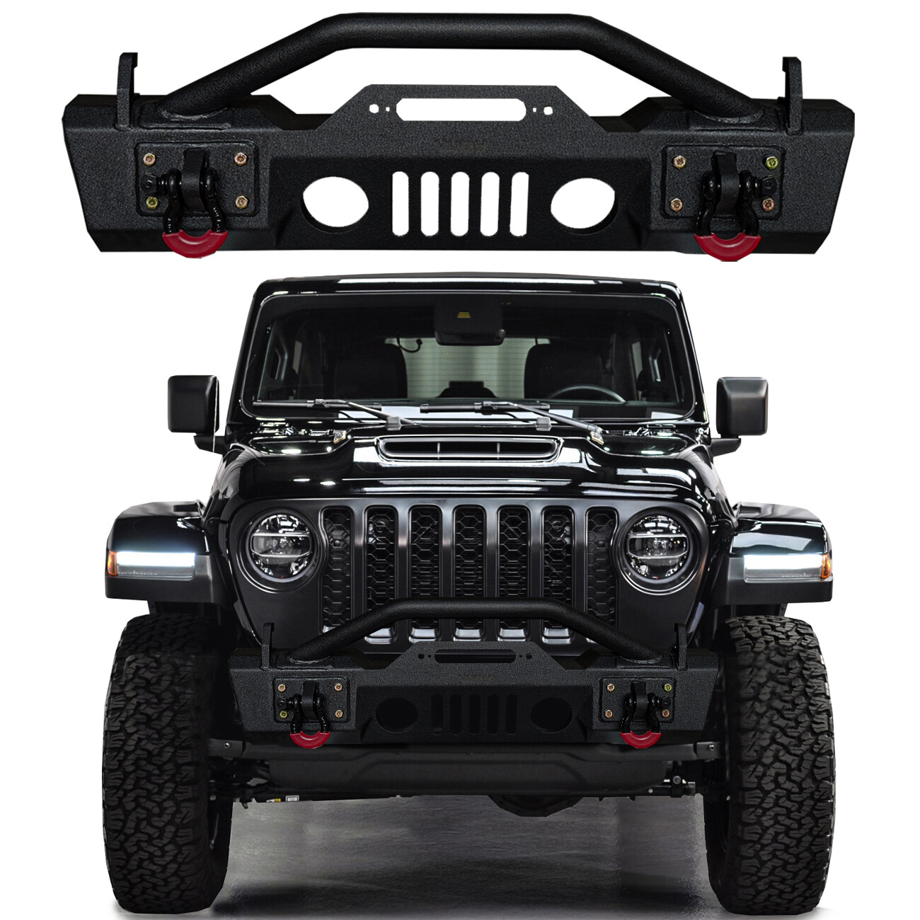 Vijay For 2018-2026 Jeep Wrangler JL Front or Rear Bumper w/Winch Plate & Lights