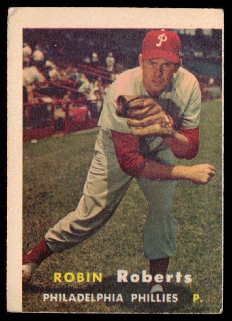 1957 Topps Baseball Robin Roberts Card #15 - Philadelphia Phillies - VG/VG+