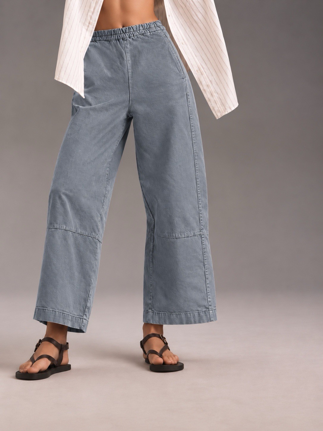 Pilcro Anthropologie Gray Denim Barrel Pants XS Pull On Stretch