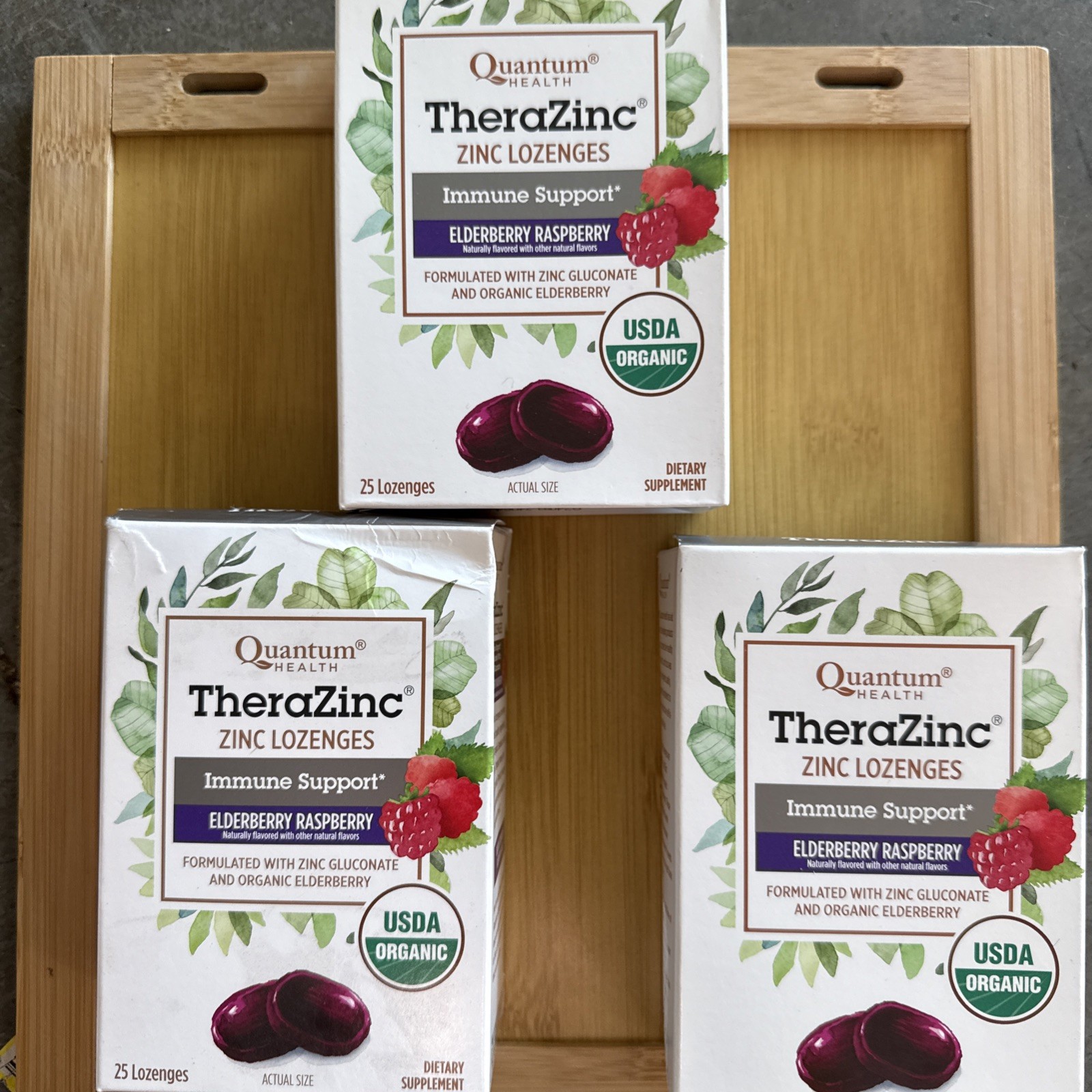3 Boxes Quantum Health TheraZinc Elderberry Raspberry Zinc 2x 25, Exp 3-2 3 Boxes Quantum Health TheraZinc Elderberry Raspberry Zinc 2x 25, Exp 3-2