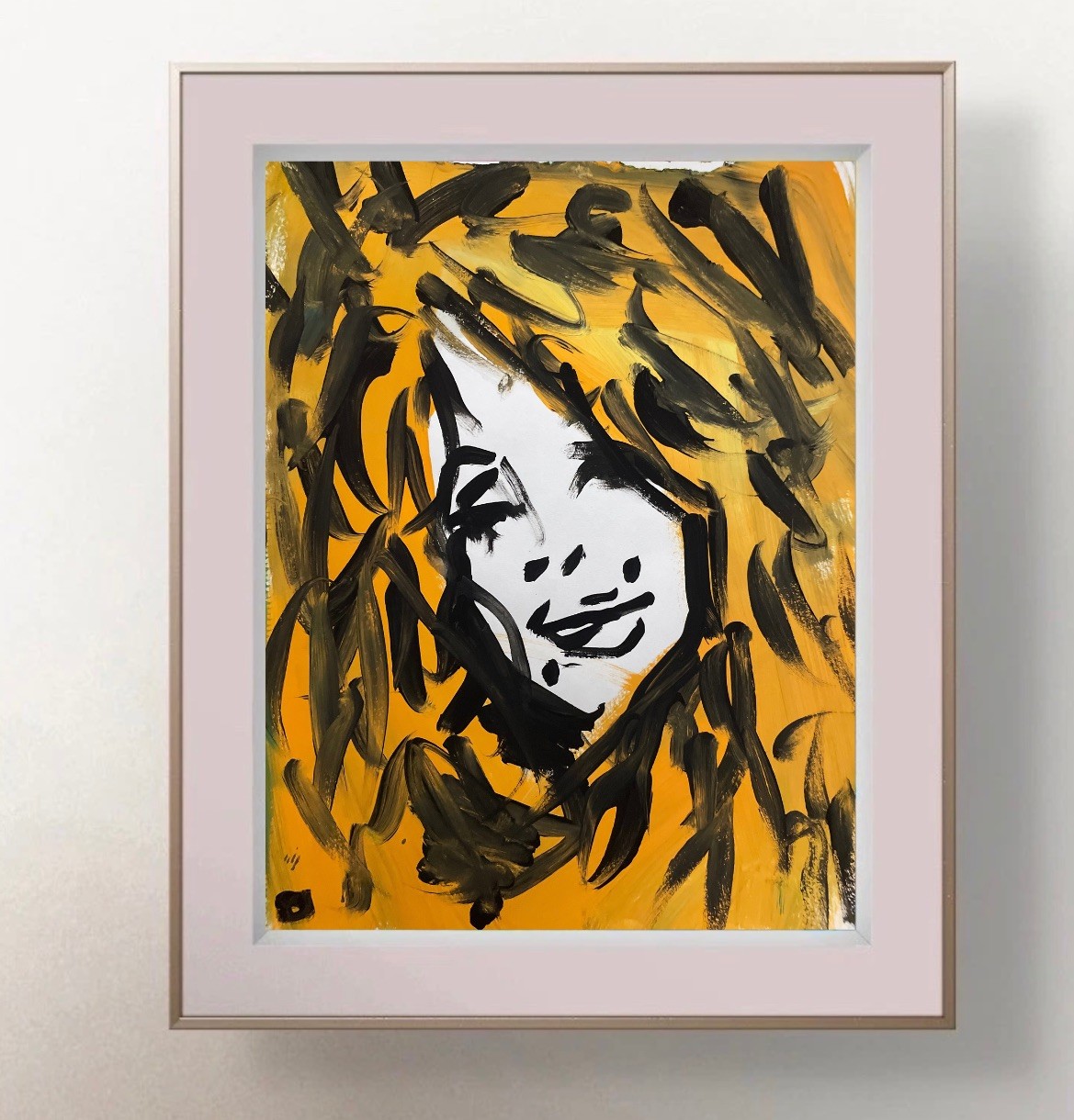 OMAN Original Painting Abstract Portrait Woman Pop Art Face Paper 8.5x11 Signed