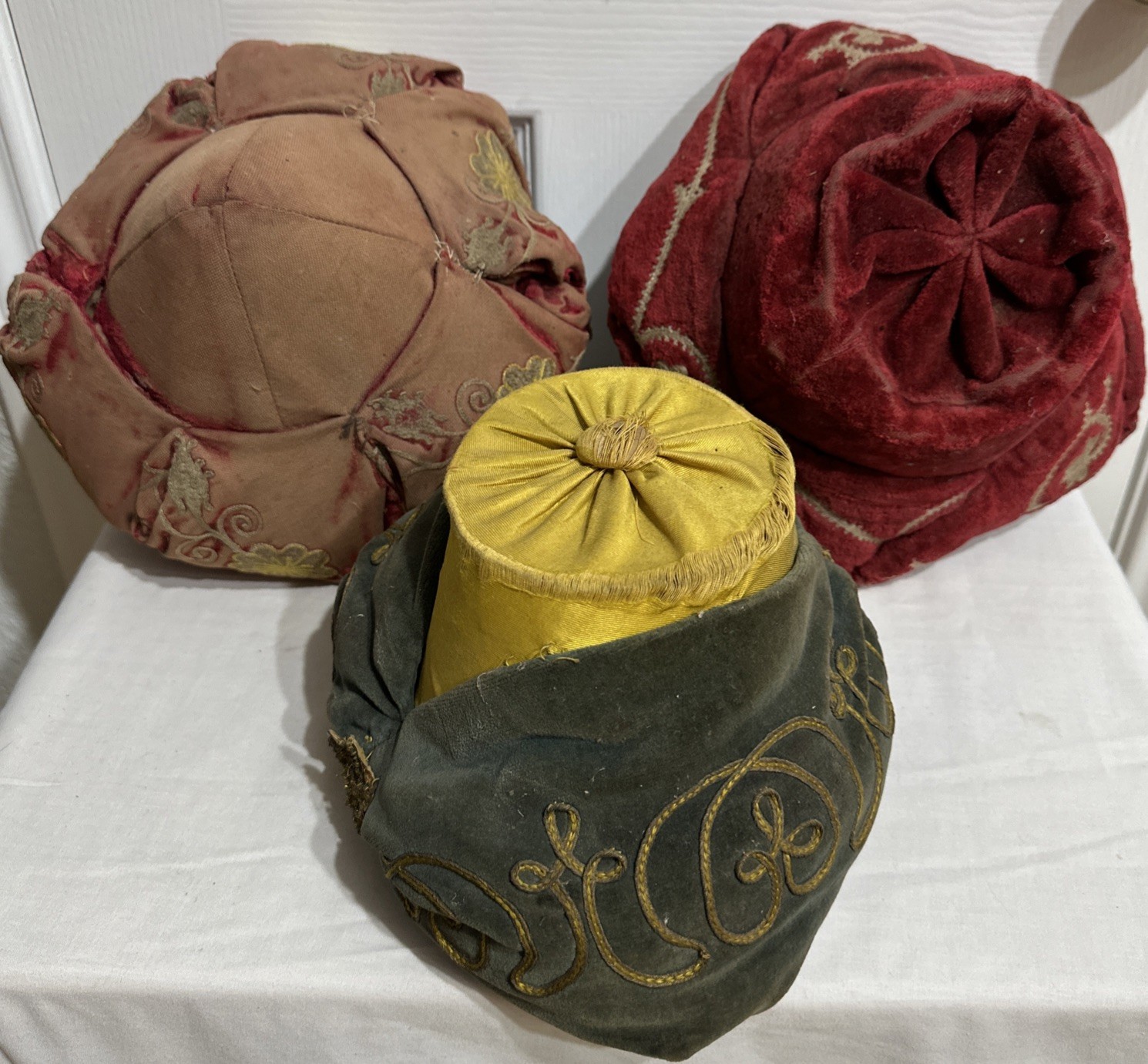 Antique 1890s IOOF Odd Fellows Lodge Hat Lot of 3 M.C. Lilley & DeMoulin Bros