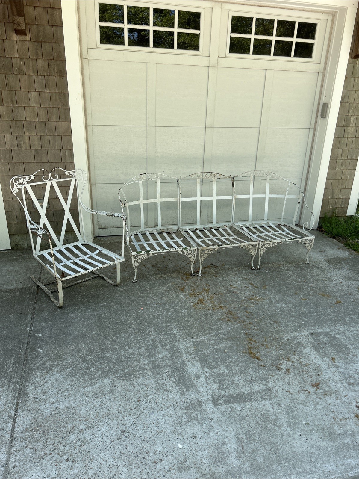 Vintage Woodard Wrought Iron Orleans  3 PCS Sofa  & Spring Chair ~ Cape Cod