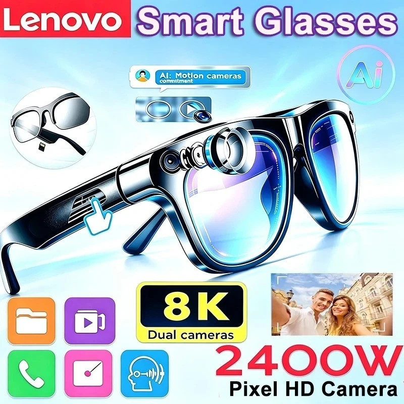 Smart AI Bluetooth Glasses 8K Camera Translation Music Recording Smart Sunglasse