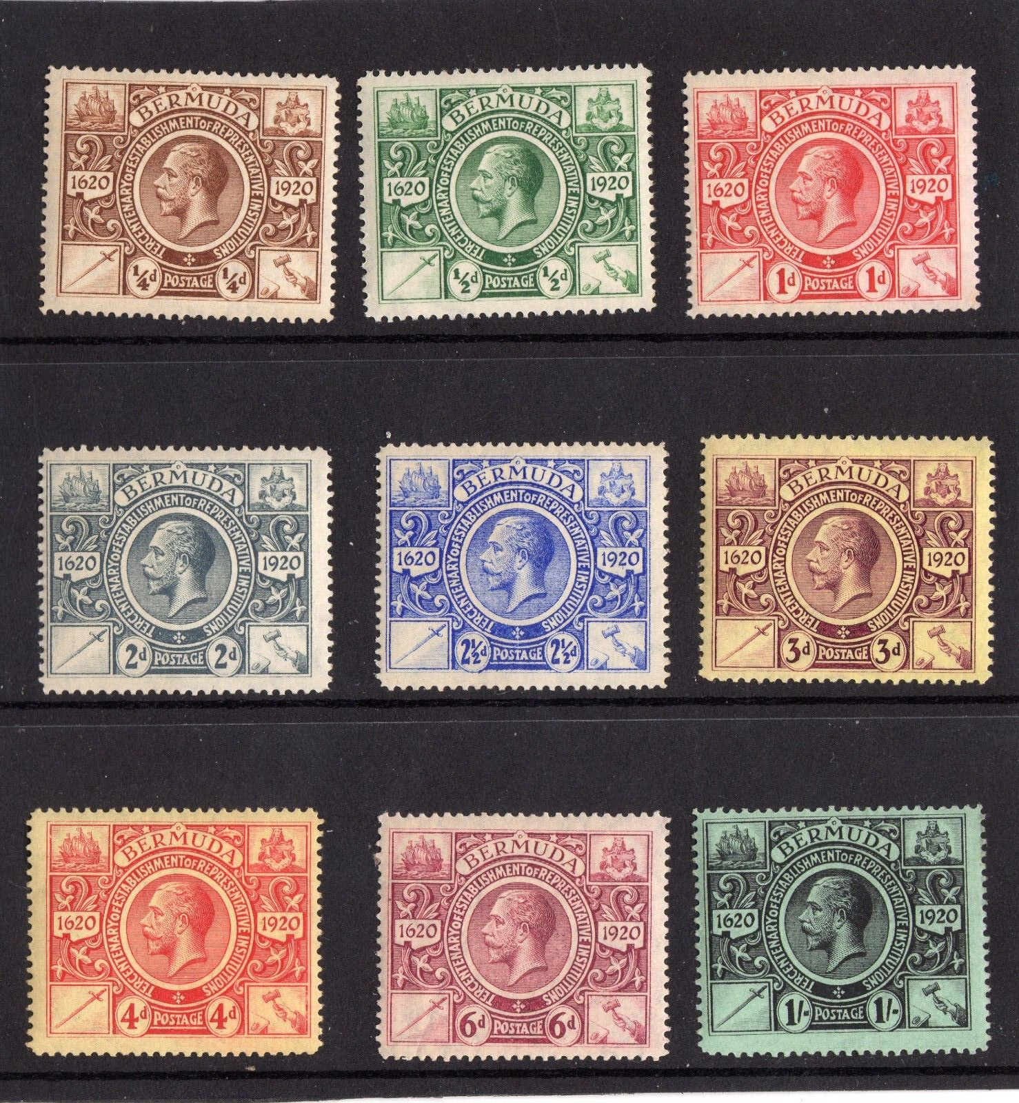 BERMUDA KGV 1920-21 Tercentenary complete set SG 59-67 UNMOUNTED MINT
