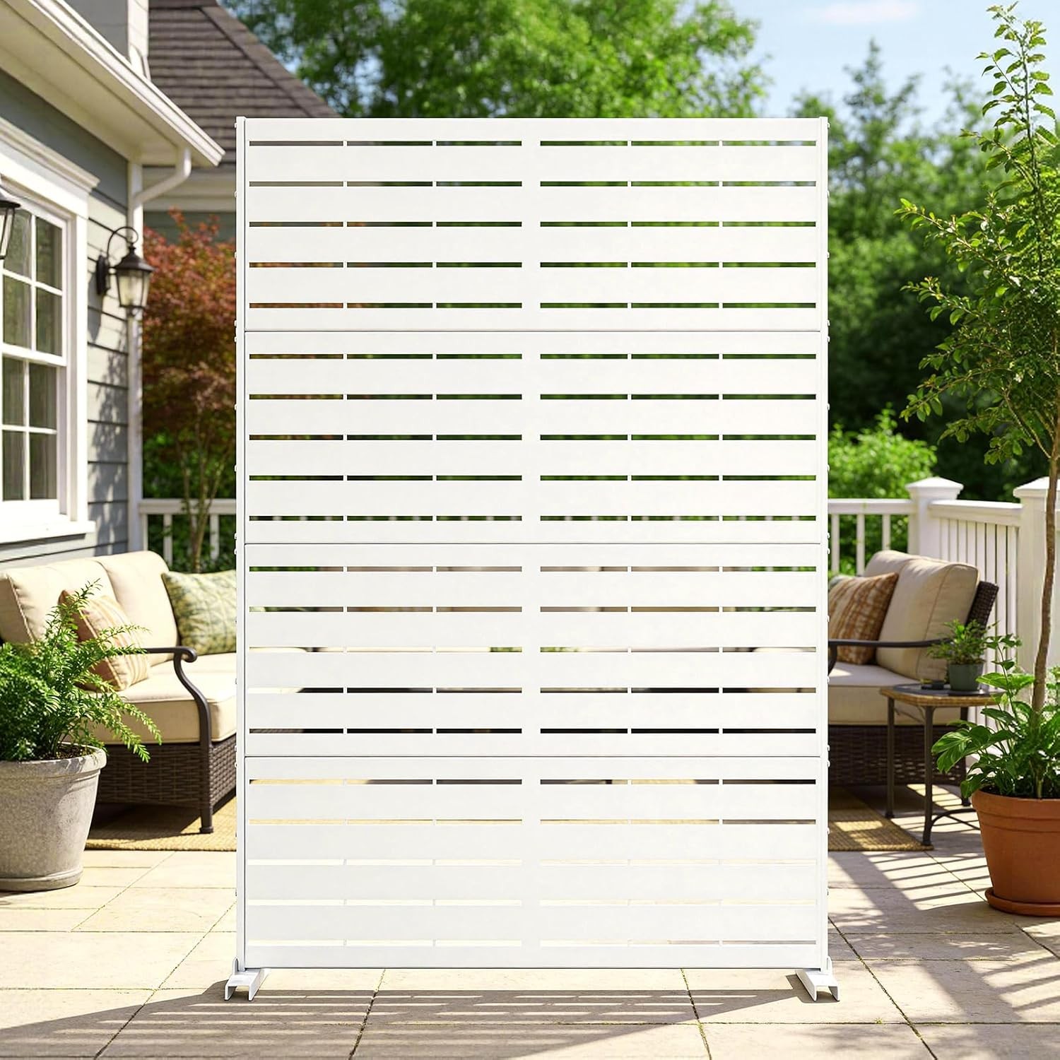 NAIZEA Metal Privacy Screen FencePanel Freestanding Outdoor Patio Garden Divider