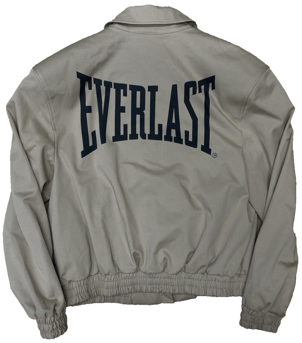 Zara x Everlast M Medium Cropped Bomber Jacket Beige Shoulder Pads Women