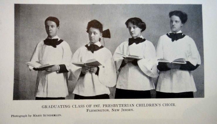 1907 antique CHILDRENS CHURCH CHOIR METHODS+VALUE ELIZABETH VAN FLEET VOSSELER