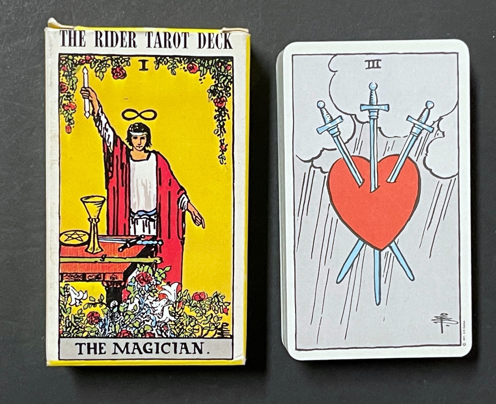 Rider Waite Tarot Cards English Yellow Box Vintage 1971 Muller & Cie