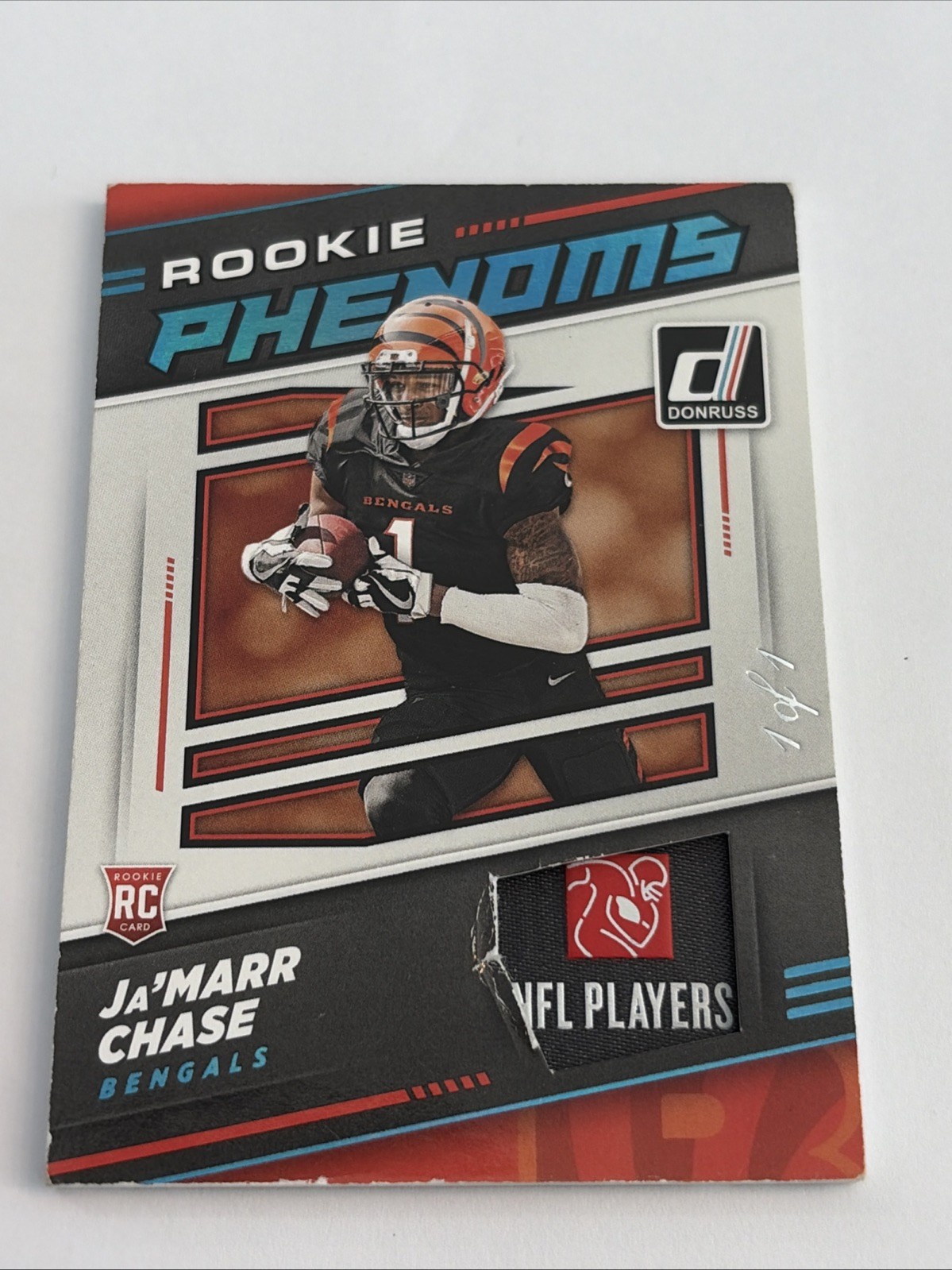 2021 Panini Donruss Ja’Marr Chase 1/1 Rookie Phenoms Laundry Tag Patch Bengals