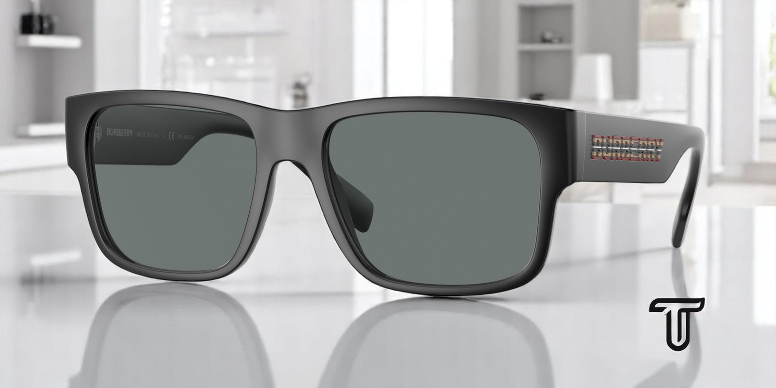 BURBERRY BE4358 346481 Knight Black Polar Grey Polarized 57 mm Men\'s Sunglasses