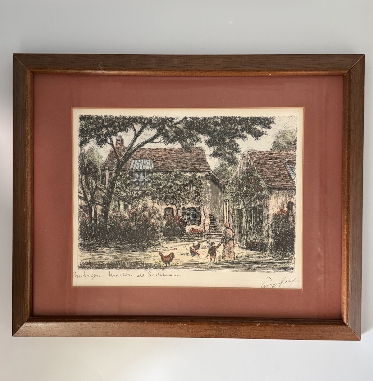 Maurice Jacques Barbizon Maison De Rousseau Etching Lithograph Framed Signed