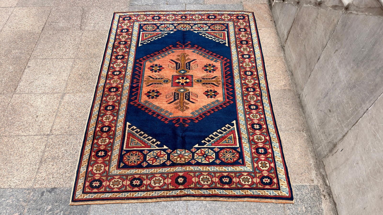 4\'10\'\' X 6\'7\'\' Vintage Carpet Natural Village Rug Handmade Rug.SKU:IM1766