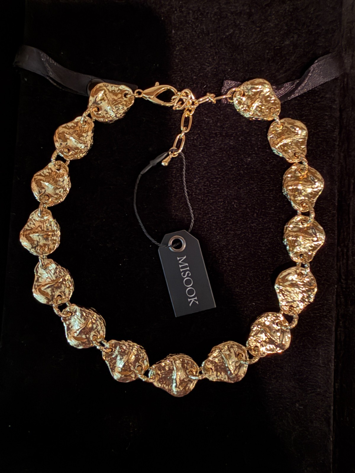 Misook Statement Necklace-Stunning- Gold plated- Hand Crafted in USA-New w Tags