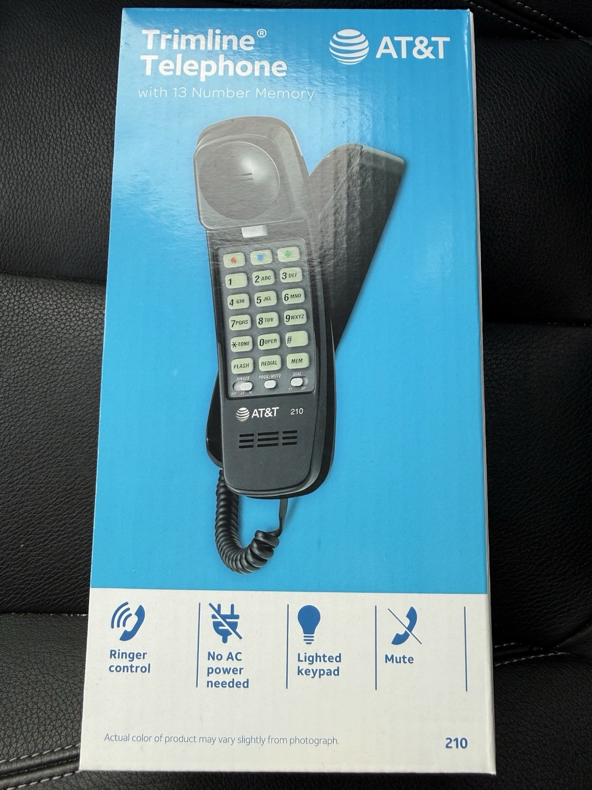 AT&T 210 Basic Trimline Corded Phone Single Line No AC Power Required Black