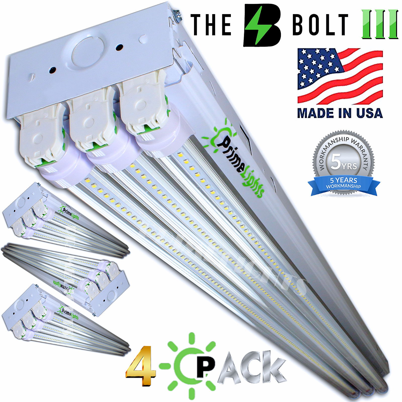 4 PACK LED SHOP LIGHT 4FT Utility Ceiling Light Fixture 5000K Daylight USA MADE