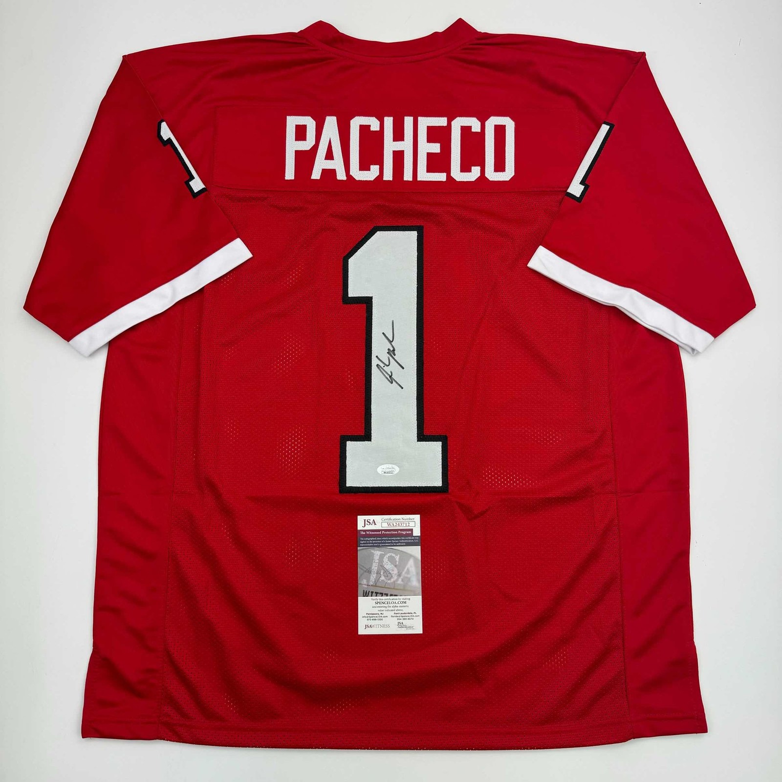 Autographed/Signed Isiah Pacheco Rutgers Red College Jersey JSA COA