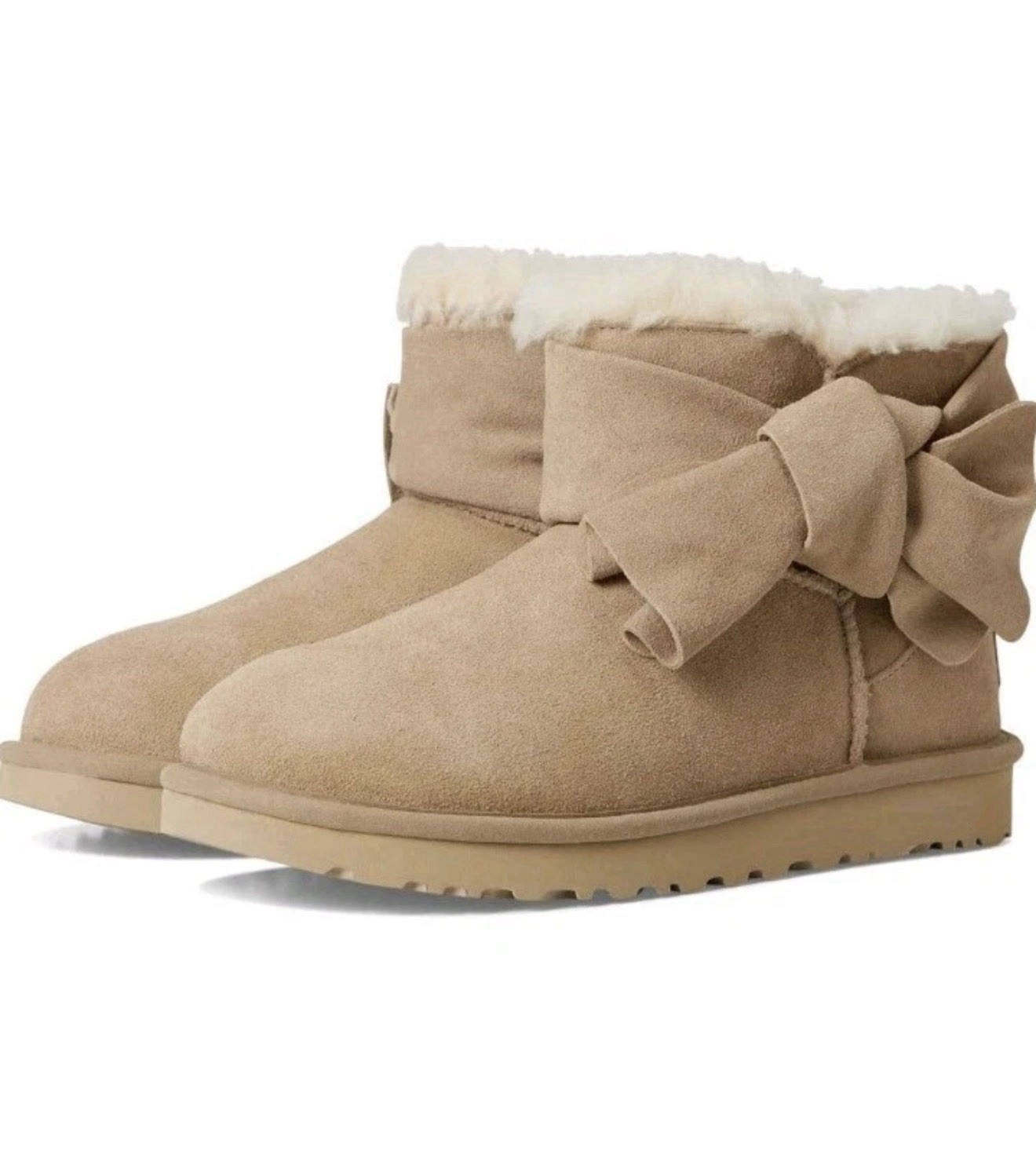 UGG Classic Mini Bow Boot Sand Suede Pull On Bootie 1176310 SAN Womens Size 8 UGG Classic Mini Bow Boot Sand Suede Pull On Bootie 1176310 SAN Womens Size 8
