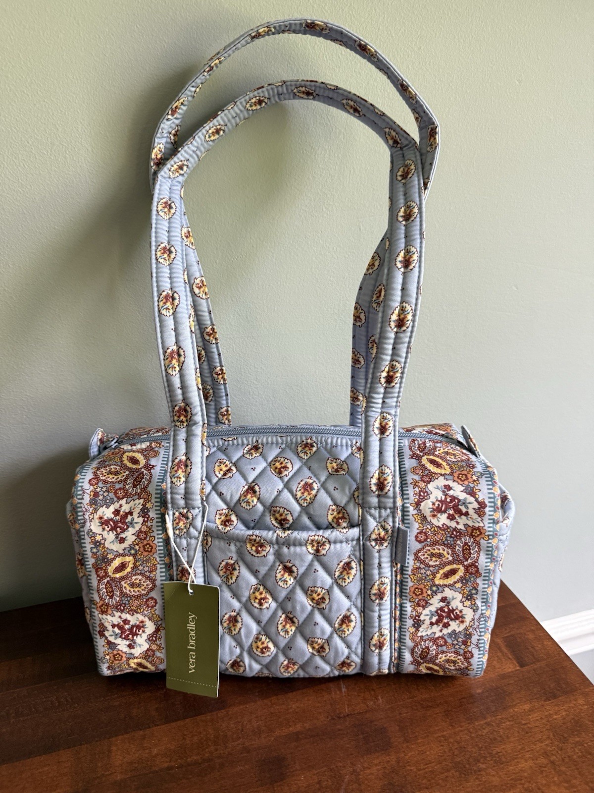 NWT VERA BRADLEY Original 100 Handbag Blue Leaf