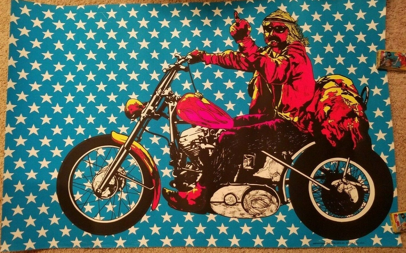 EASY RIDER VINTAGE 1970 MOTORCYCLE BLACKLIGHT POSTER Dennis Hopper 29