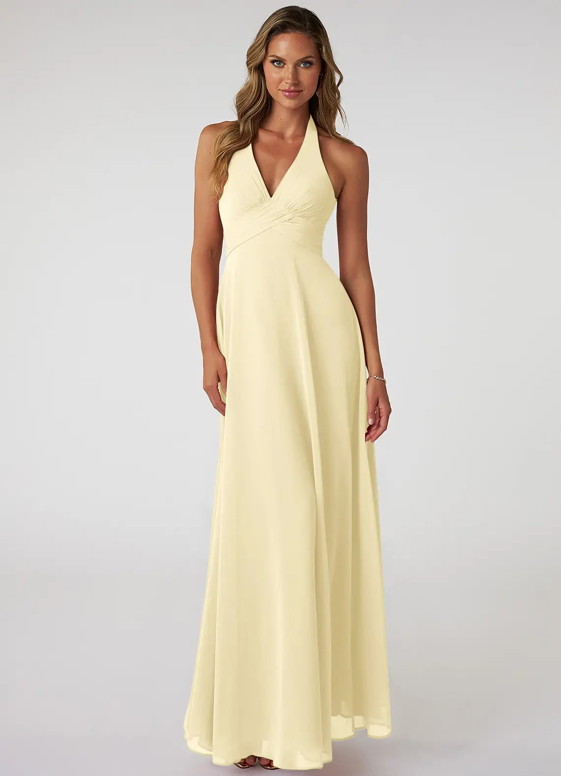 Azazie Tessie - A-Line V-Neck Pleated Chiffon Dress Azazie Tessie - A-Line V-Neck Pleated Chiffon Dress