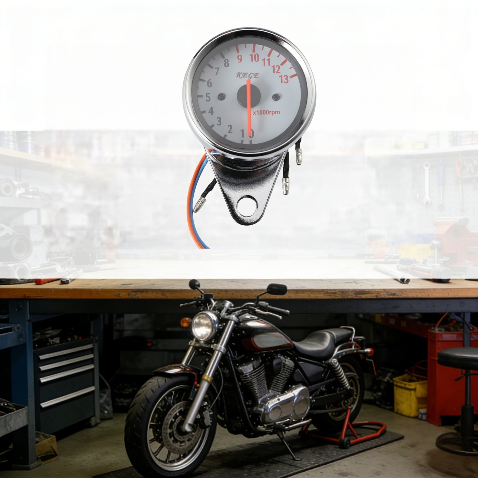 Universal Fit Motorcycle Tachometer with Clear LED Backlit Display Universal Fit Motorcycle Tachometer with Clear LED Backlit Display