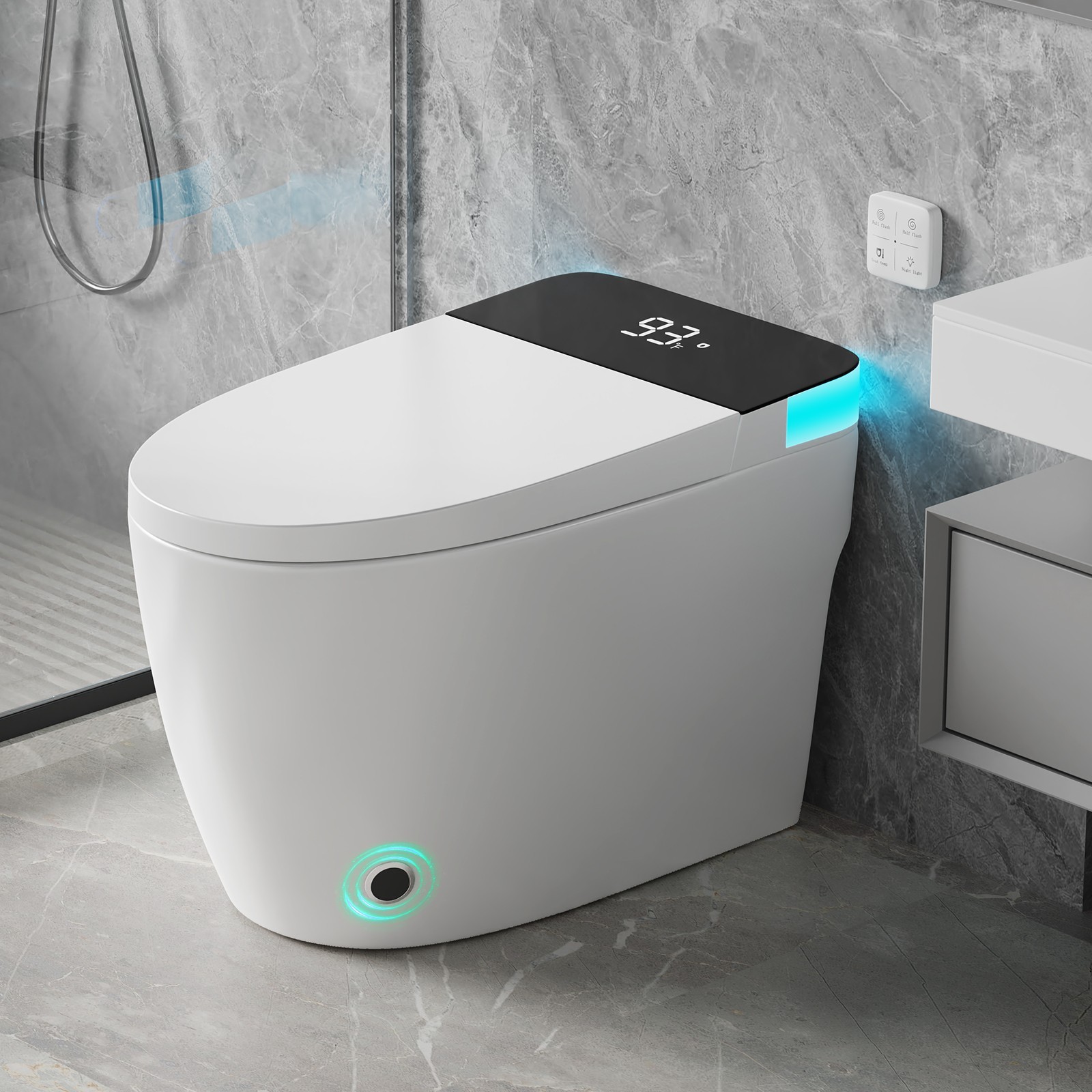 Smart Toilet with Adjustable Heated Seat Dryer Auto Open/Close Nightlight Smart Toilet with Adjustable Heated Seat Dryer Auto Open/Close Nightlight