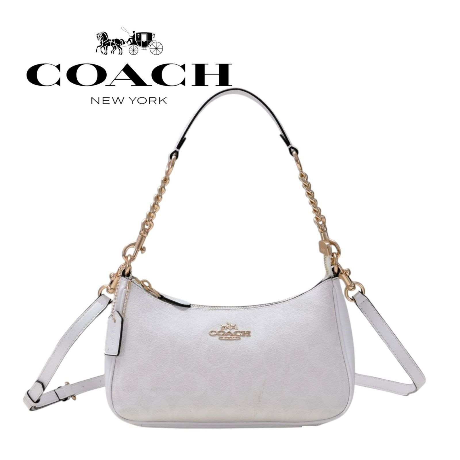 COACH Teri 2Way CA548 Shoulder Bag Signature Coated Canvas White outlet