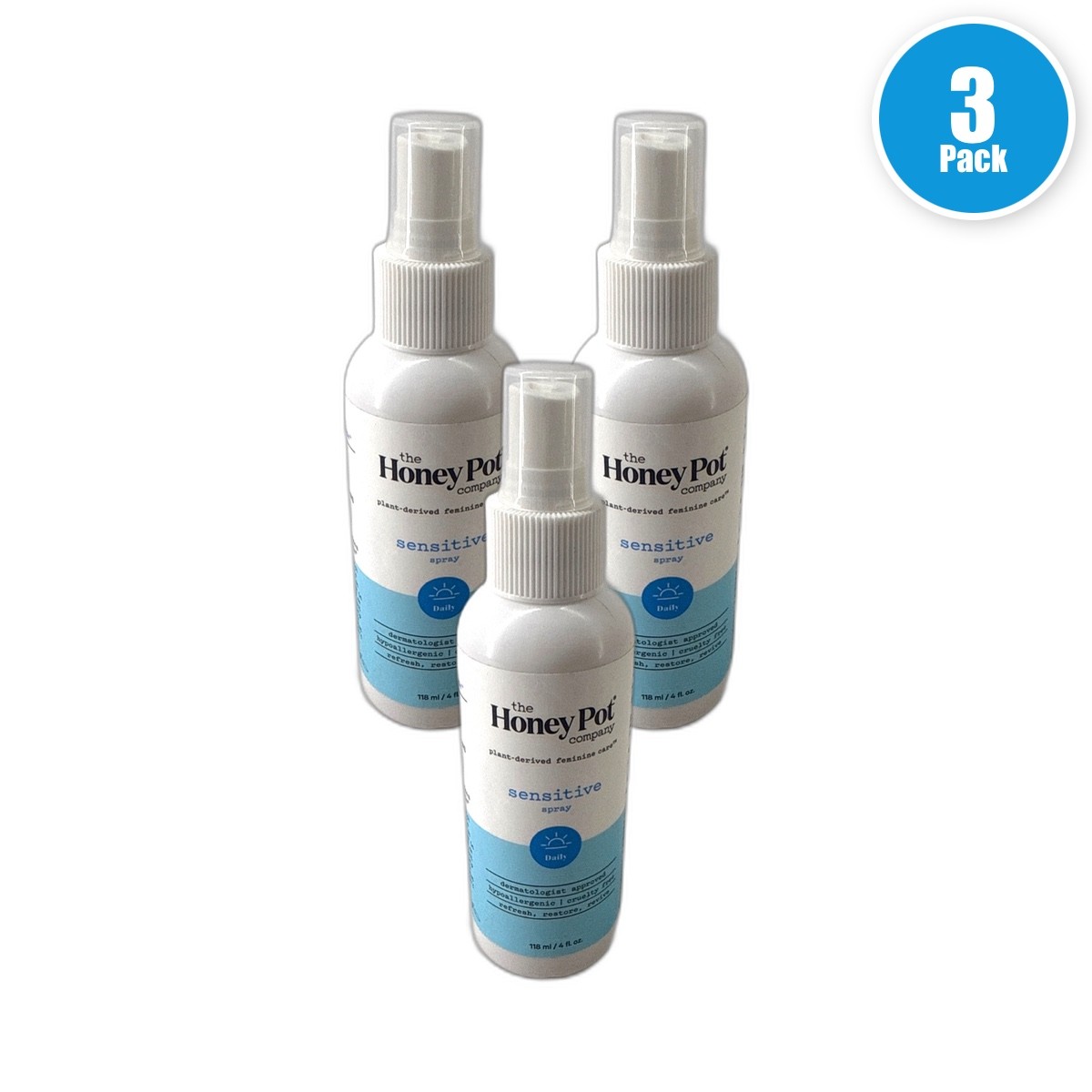 The Honey Pot Co Refreshing Restorative Body Deodorant Spray Pack of 3 New